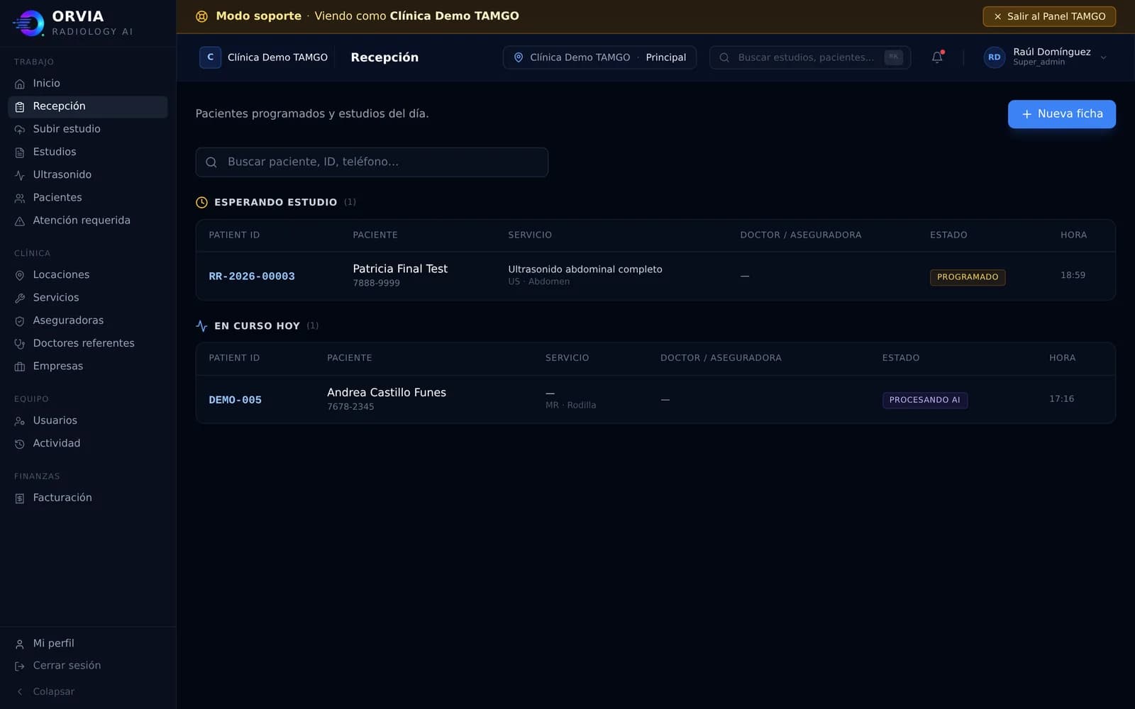Orvia Basic dashboard